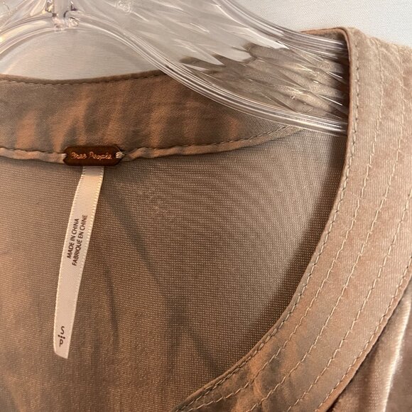 Women's Taupe Long slv v-neck Free People Tunic, Size S - Picture 5 of 7